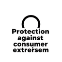 Минималистичная иконка защиты от потребительского экстремизма в стоматологии на белом фоне